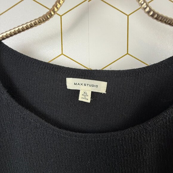 Max Studio Black Textured Puff Ruched Long Sleeve Top - Size - XL - Picture 4 of 5